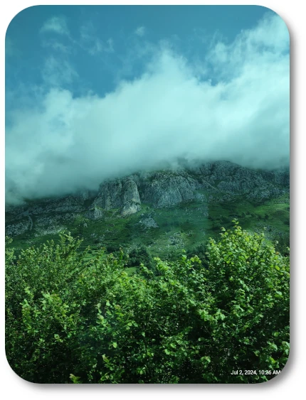 The winding road through the Pyrenees on the way to Lourdes