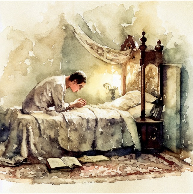 WC Man praying w bed