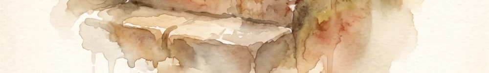 A soft watercolor strip in warm earth tones, cropped from the stone steps illustration above