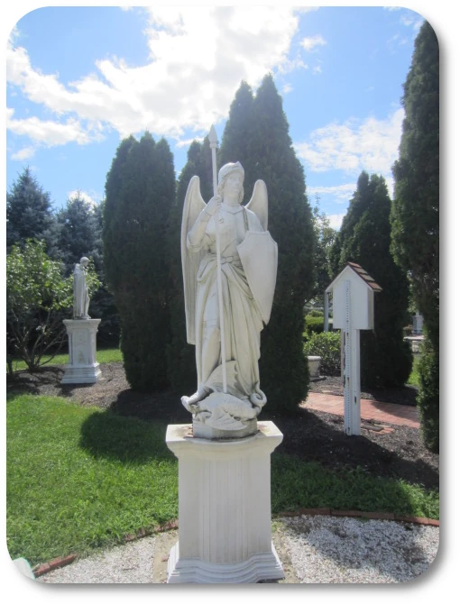 Saint Michael Archangel statue OLMV garden