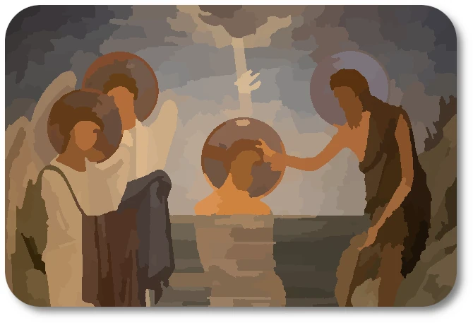 The Baptism of Jesus at the Jordan River, the Holy Spirit descending like a dove