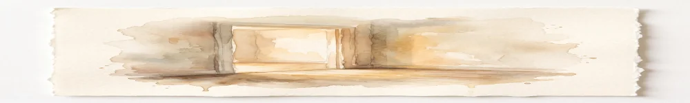 A soft watercolor strip in warm earth tones, cropped from the doorway illustration above