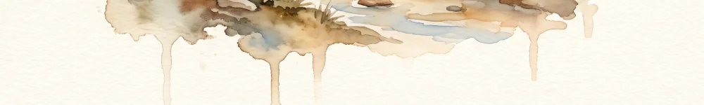 A soft watercolor strip in warm earth tones, cropped from the trickle-of-water illustration above