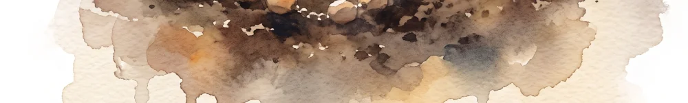 A soft watercolor strip in warm earth tones, cropped from the scattered rosary beads illustration above