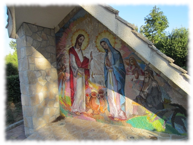 Jesus turning water into wine at the wedding feast, the second Luminous Mystery, the Wedding at Cana